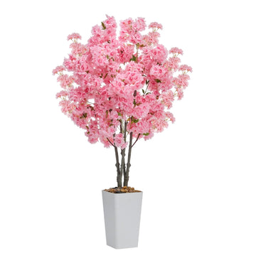 Artificial Cherry Blossom Tree 5FT, Faux Cherry Blossom Tree with Planter