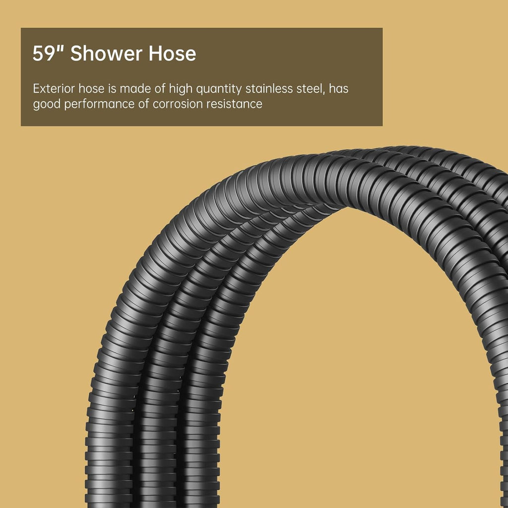 Black Brass 2 In 1 Function Handheld Shower Head Set High Pressure 7 Inch Shower Head High Flow Hand Shower Wand with