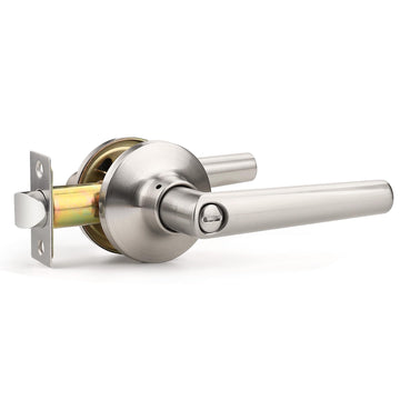 1 Pack Privacy Brushed Nickel Door Handles, Door Lever with Door Knobs Indoor , Heavy Duty Door Handles Interior with