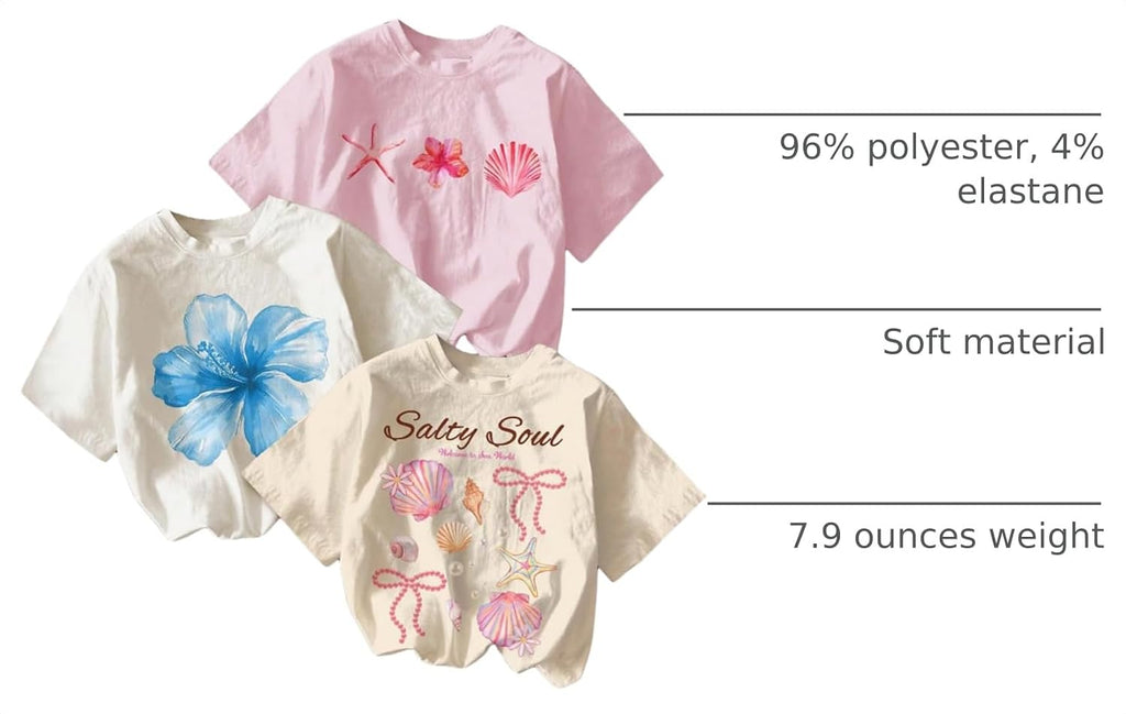 Girl's Graphic Tees Crewneck Summer T Shirt Tops Cute Clothes