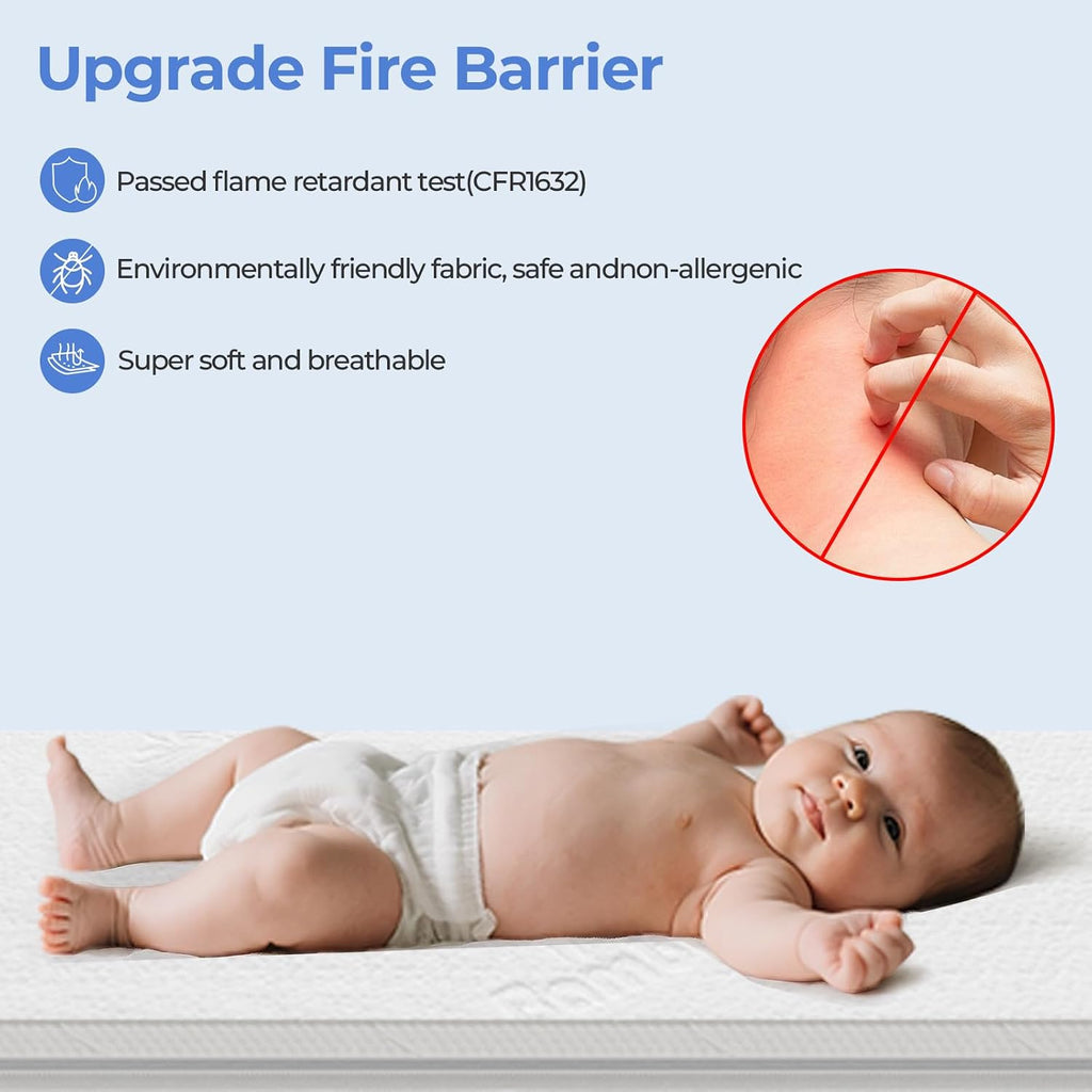 47x23.6 Bedside Crib Mattress: 2" Thick Dual Sided Gel Memory Foam Bassinet Mattress Fit for /BabyBond/ELEMARA