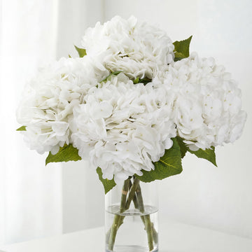 4pcs White Hydrangea Artificial, 21in Real Touch Hydrangeas, Lifelike Fake Hydrangea Flower Decor Party Floral