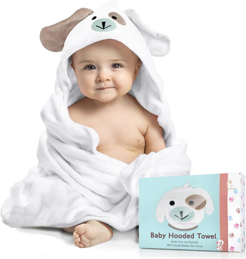 Hooded Towel, Soft Viscose Made of Bamboo, 35 x 35, White