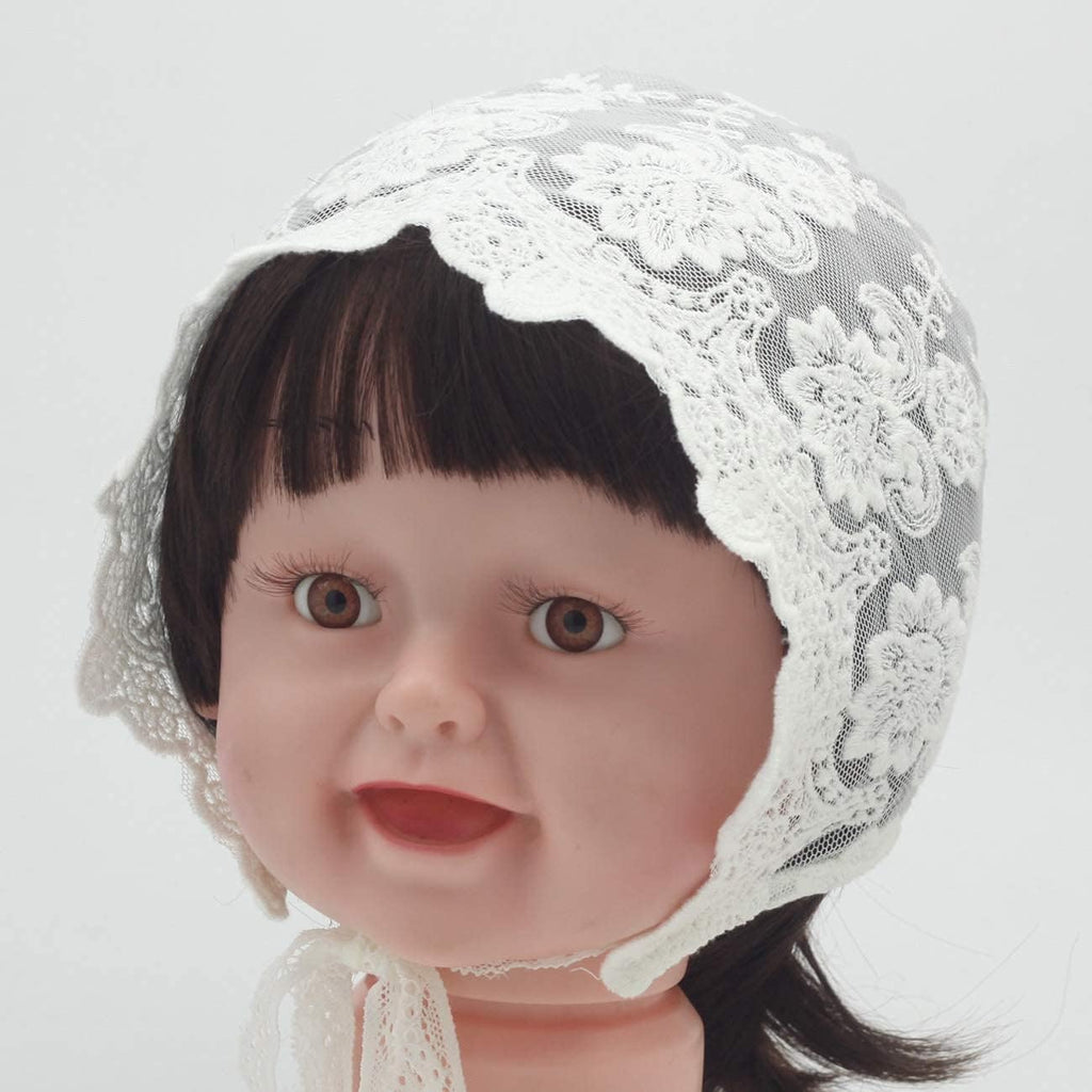 White Lace Baby Bonnet Toddler Bonnets Infant Girl Cap Summer Hat
