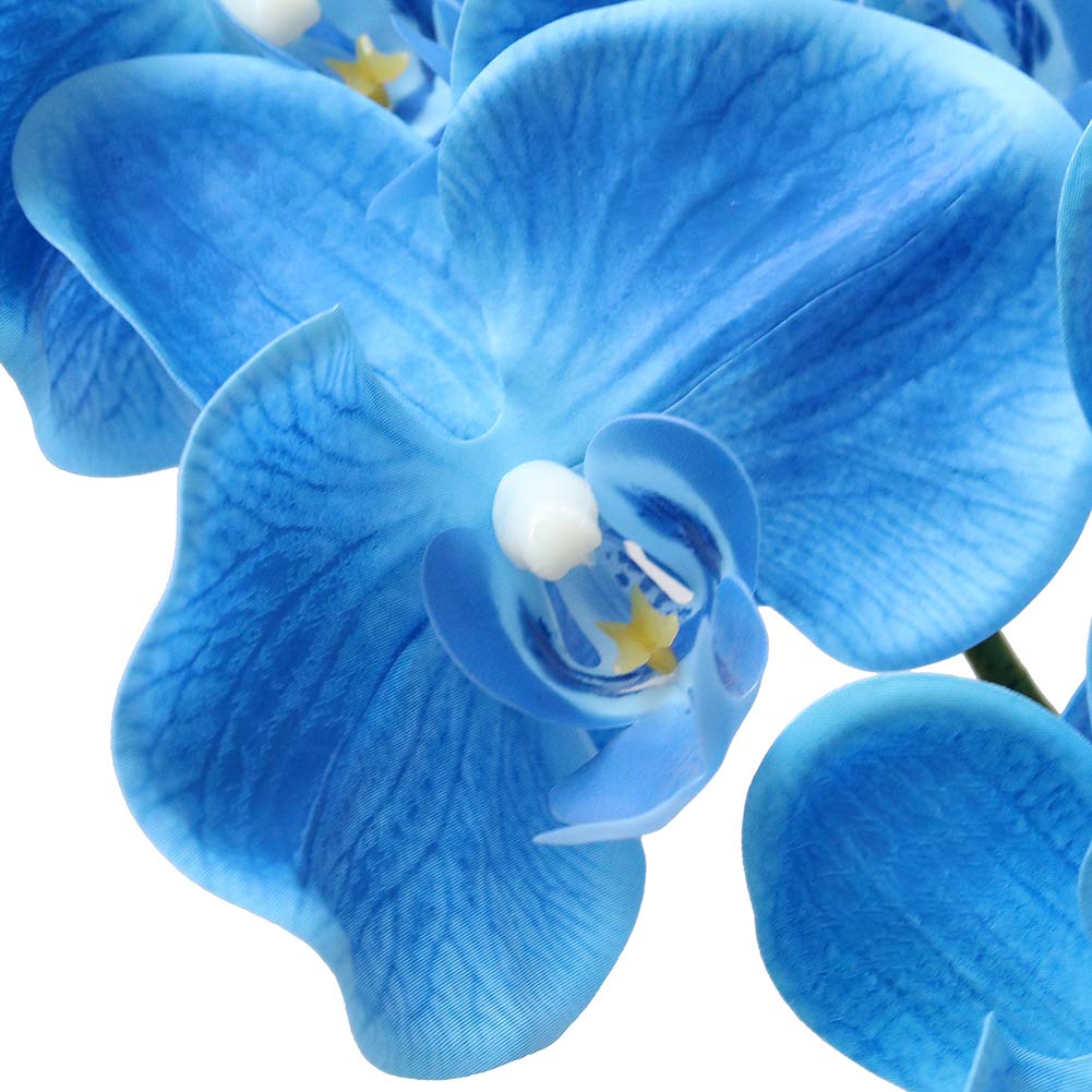 38 Inch Artificial Phalaenopsis Branches Real Touch (Not Silk) Orchids Wedding Decoration, Pack of 2 (Dark Blue)