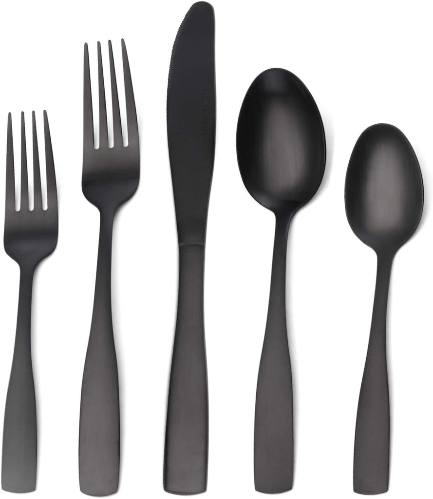 Matte Black Silverware Set, Satin Finish 40-Piece Stainless Steel Flatware set, Tableware Cutlery Set Service for 8