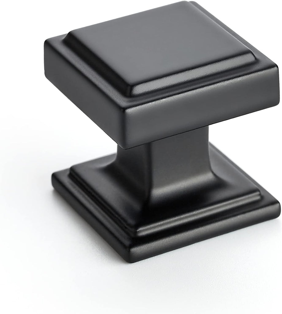 30 Pack Matte Black Square Kitchen Cabinet Knobs,Zinc Solid Drawer Pulls,Farmouse Cabinet Handles and Bathroom, Modern
