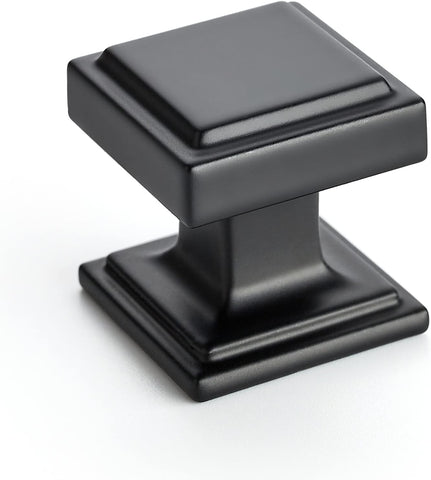 30 Pack Matte Black Square Kitchen Cabinet Knobs,Zinc Solid Drawer Pulls,Farmouse Cabinet Handles and Bathroom, Modern