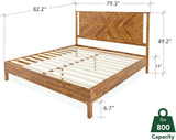 Vivian 14 Inch Deluxe Bed Frame with Headboard, Rustic & Scandinavian Style with Solid Acacia Wood