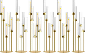 35in 6 Set Gold Candelabra Candle Centerpieces for Tables Candlesticks Holder Wedding Centerpieces Table Decorations