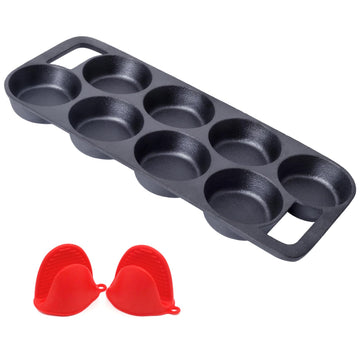 16" Pre-seasoned Cast Iron Muffin Pan with Heat Resistant Gloves