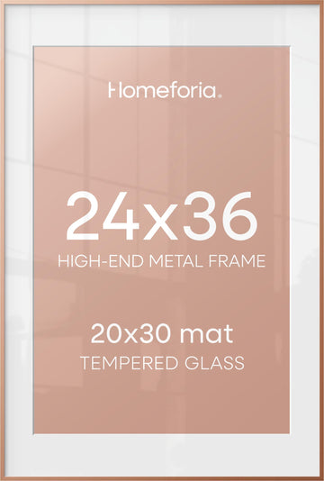 24 x 36 Poster Frame Rose Gold, Premium 24x36 Puzzle Frame Metal Matted to 20x30 Photo, 36 x 24 Picture Frame with