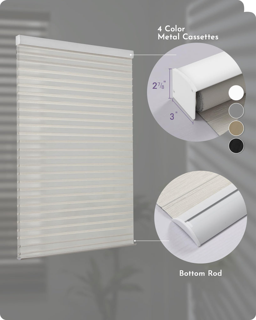 Motorized Textured Shangrila Shades Compatible with Alexa Google Remote Control Rechargeable Smart Light Filtering