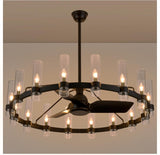 Black Ceiling Fans with 16 Lights Wagon Wheel Chandelier, 48 Inch Modern Farmhouse Fandelier, Quiet 6-Speed Reversible DC Motor, 1/2/4H Remote Timing for Living Room/Bedroom/Kitchen A115-B0F5M3KHDN