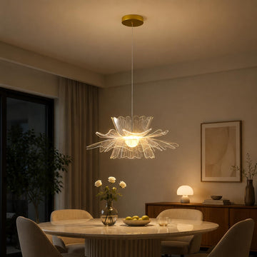 Moden LED Chandelier Pendant Light Nordic Lotus Leaf Acrylic 3-Color Temperature(3000K/4500K/6000K) Staircase Living