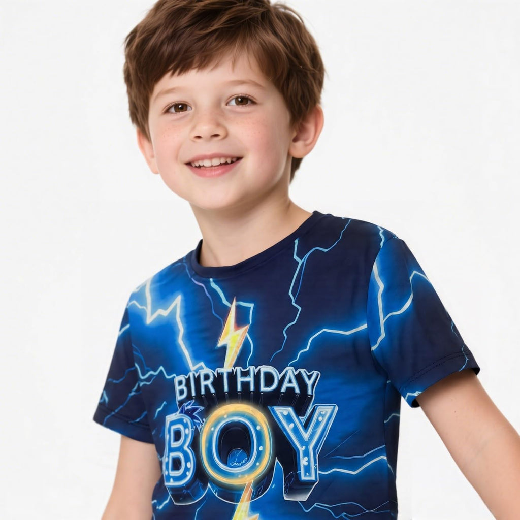 Birthday Shirts for Boys,Lightning Design Birthday Boy Short Sleeve T-Shirt for Party Gifts Celebrations