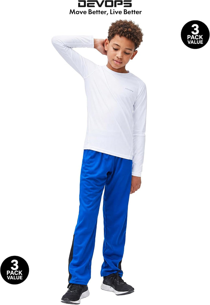 3 Pack Boys Compression Shirts Long Sleeve Athletic Baselayer