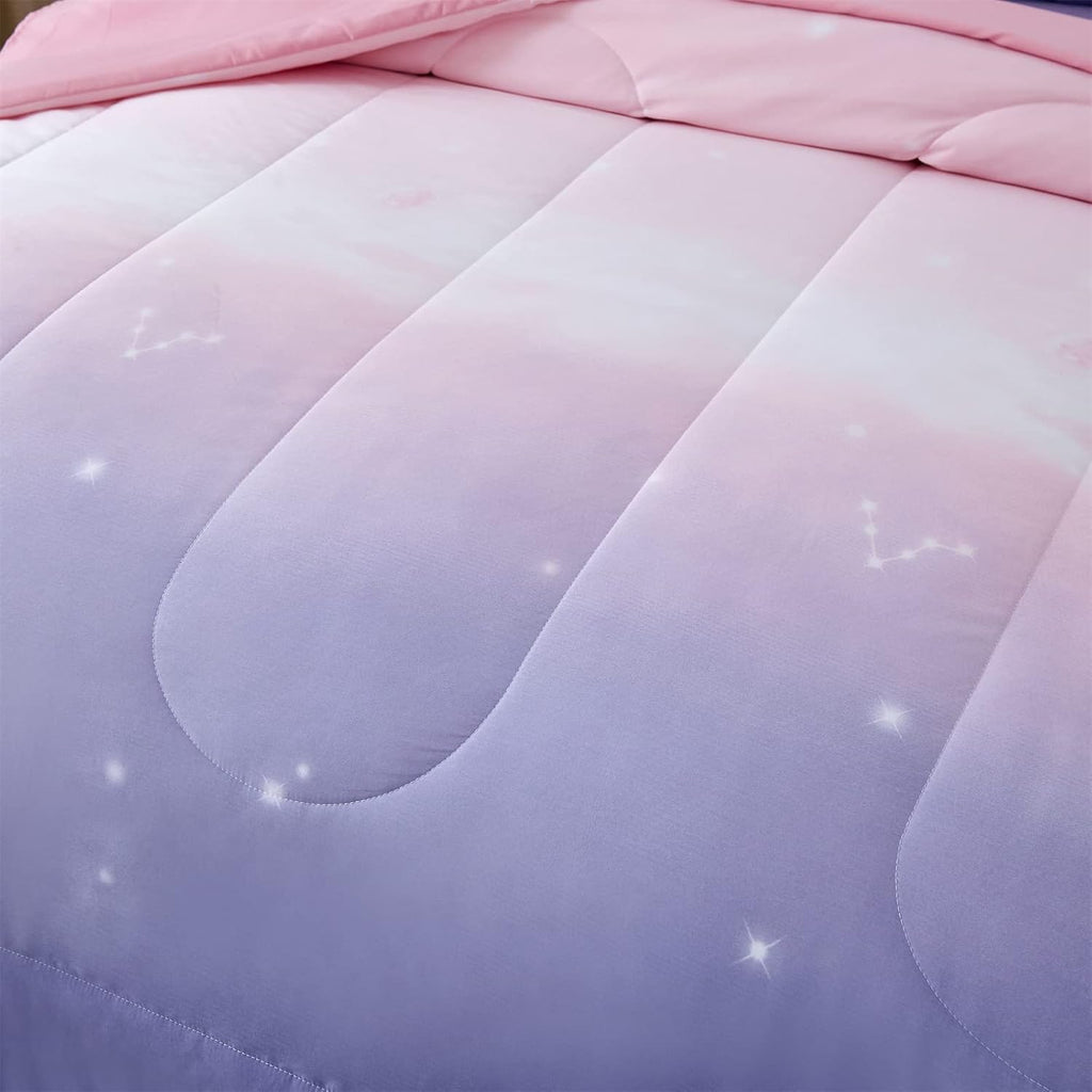 Girls Comforter Set Twin XL/Full Colorful Ombre Pink Rainbow Bedding Set Bed in A Bag for Kid Teen Girls 7 PC (1