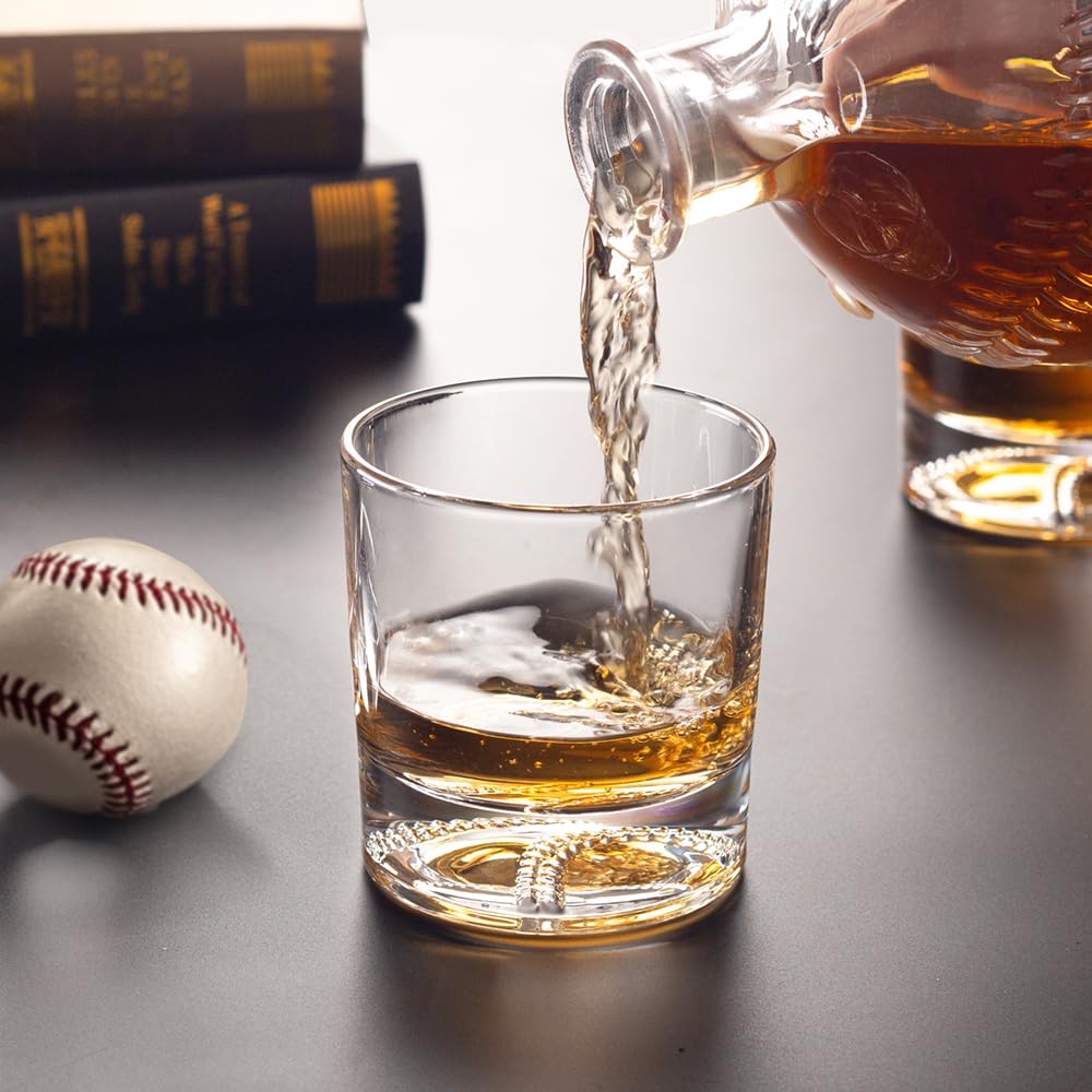 Baseball Whiskey Decanter with Glass Stopper 33.8oz/1000ml Round Shaped