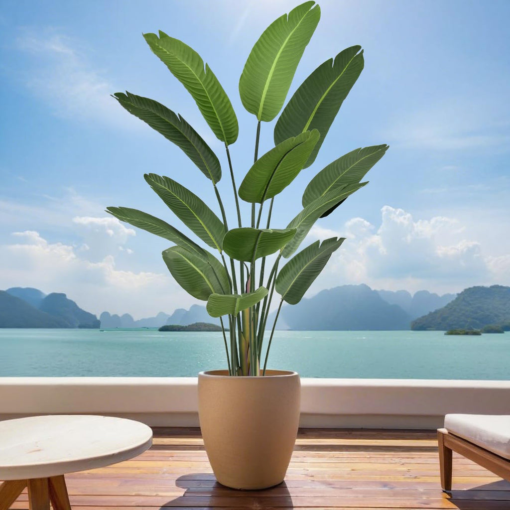 6FT Artificial Bird of Paradise Plant (72in) Tall Faux Tree with Realistic 13 Leaves, Fake Tropical Floor Potted