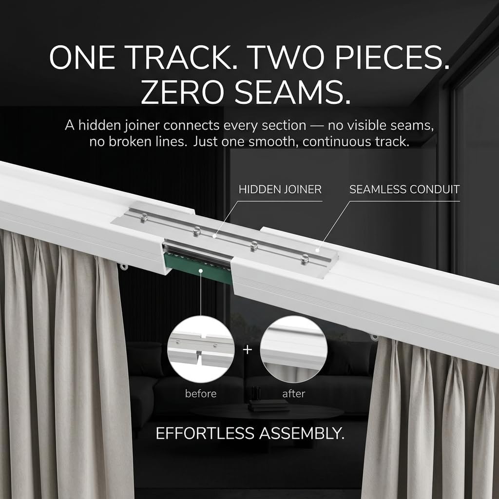 Motorized Smart Electric Curtain Track with Remote - Hidden Brackets, Automatic Curtain Opener, Compatible with Alexa