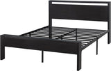 14 Inch Full Metal Platform Bed Frame with Wooden Headboard and Footboard, Mattress Foundation, No Box Spring Needed