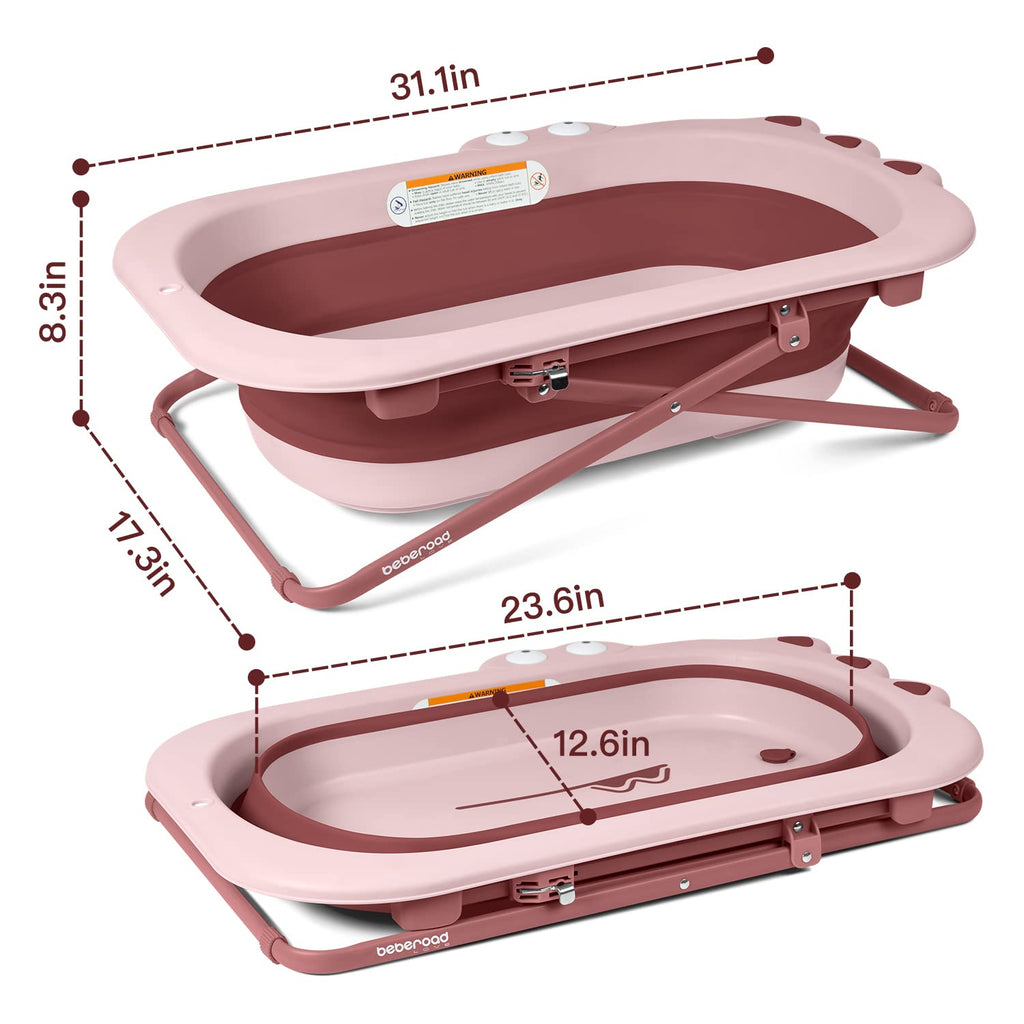 Collapsible Baby Bathtub for Newborn to Toddler (Pink)