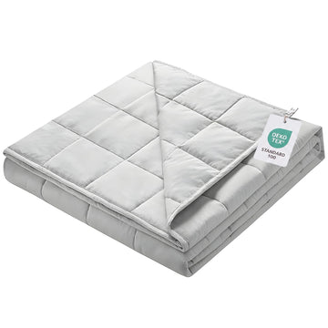 Weighted Blanket for Adults (100% Cotton, 60"x80", 20lbs, Light Grey)