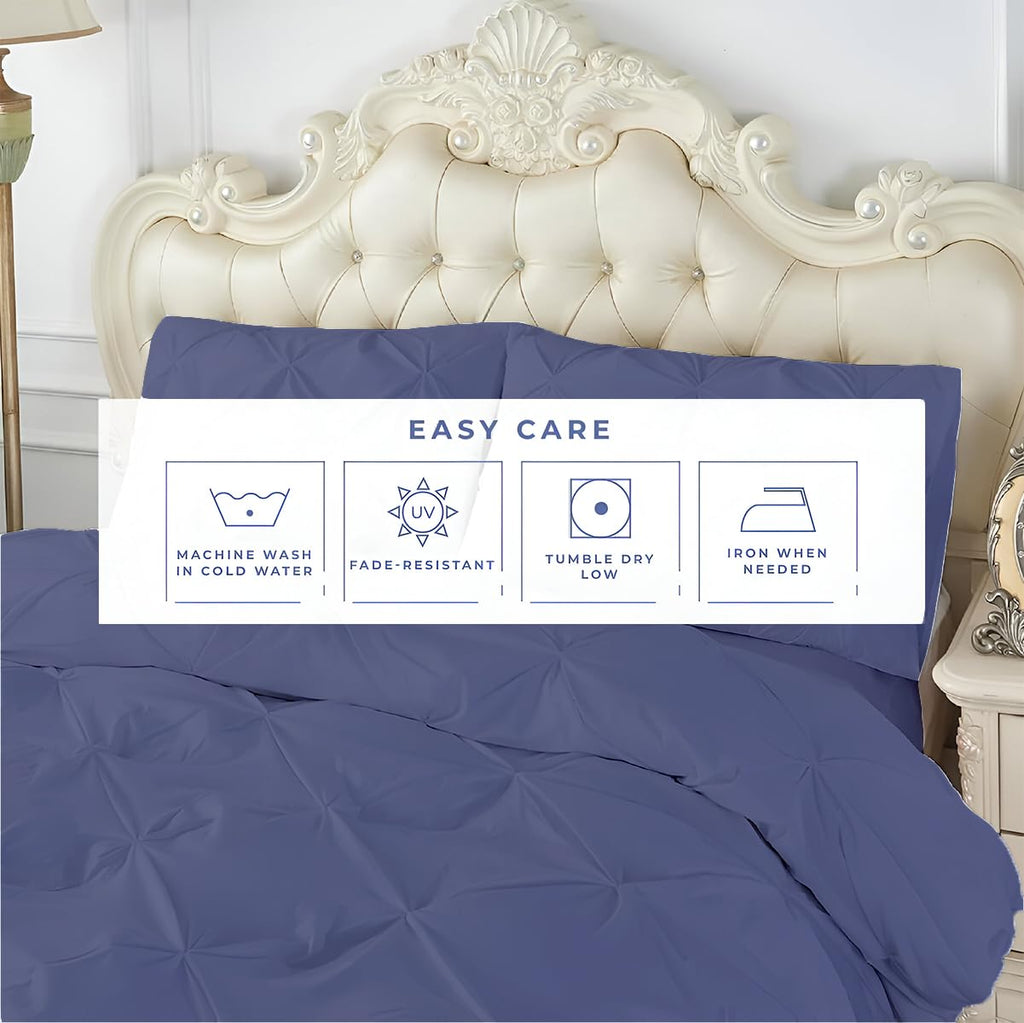 3 Pc Queen/Full Size Pinch Pleated - Pintuck Duvet Cover Set - 100% Egyptian Cotton - 1000 TC Luxury Comforter Cover