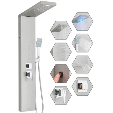 FUZ Brushed Nickel Stainless Steel Shower Panel Tower System