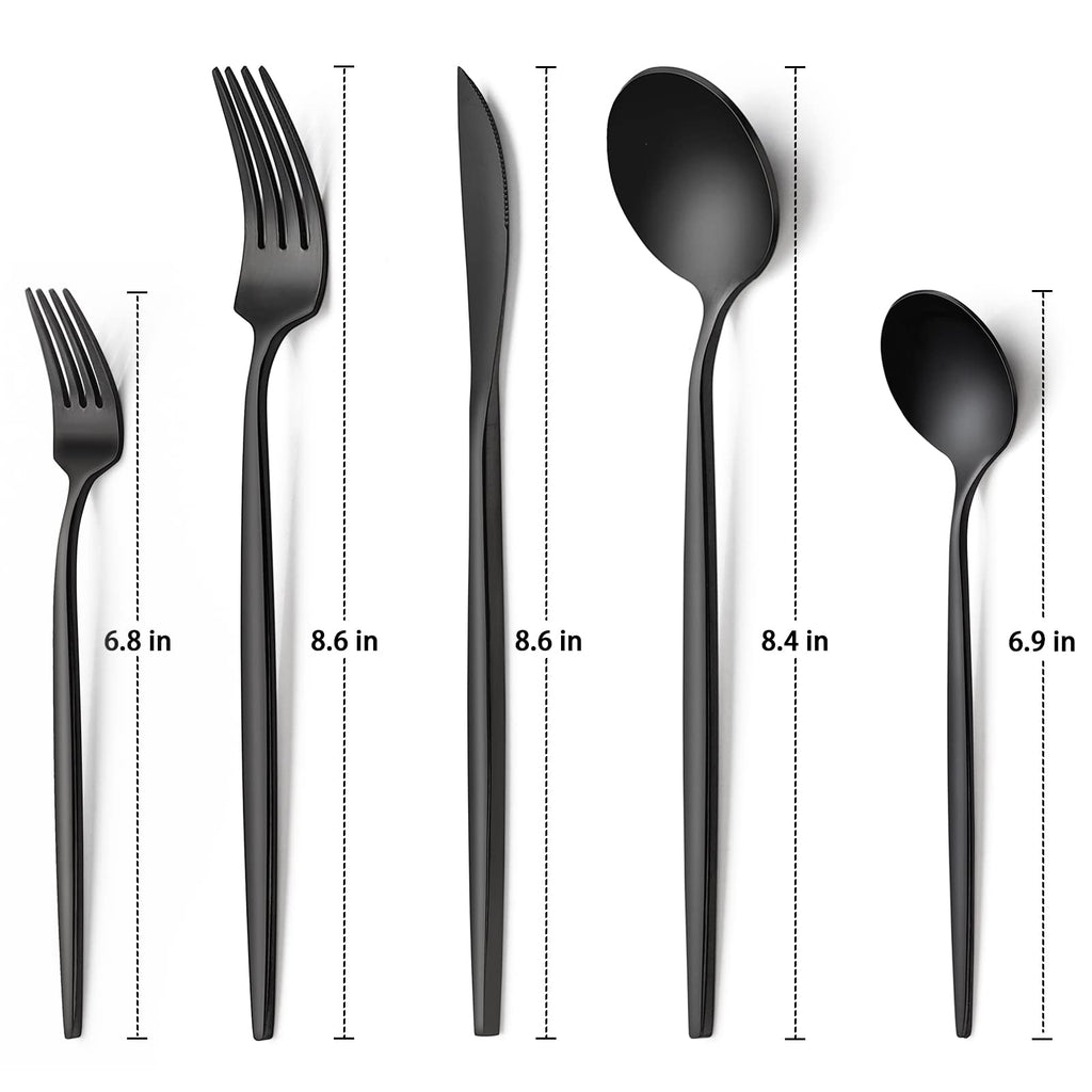 30-Piece Black Silverware Set, Flatware Set for 6, Food-Grade Stainless Steel Tableware Cutlery Set, Utensil Sets