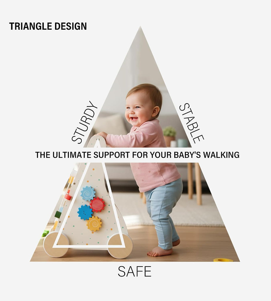 Wooden Baby Push Walker, in-1 Montessori Activity Center