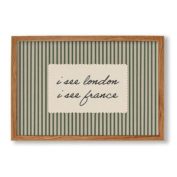 Framed I See London I See France Wall 16X24 Inch Funny Green Bathroom Quote Poster Minimalist Funky Canvas Prints