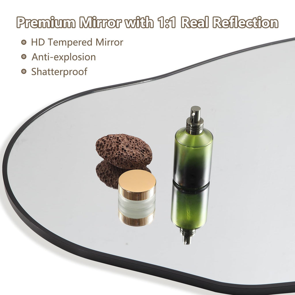 Irregular Mirror 63"x24" Oval Vanity Mirror Wall Decor, Black