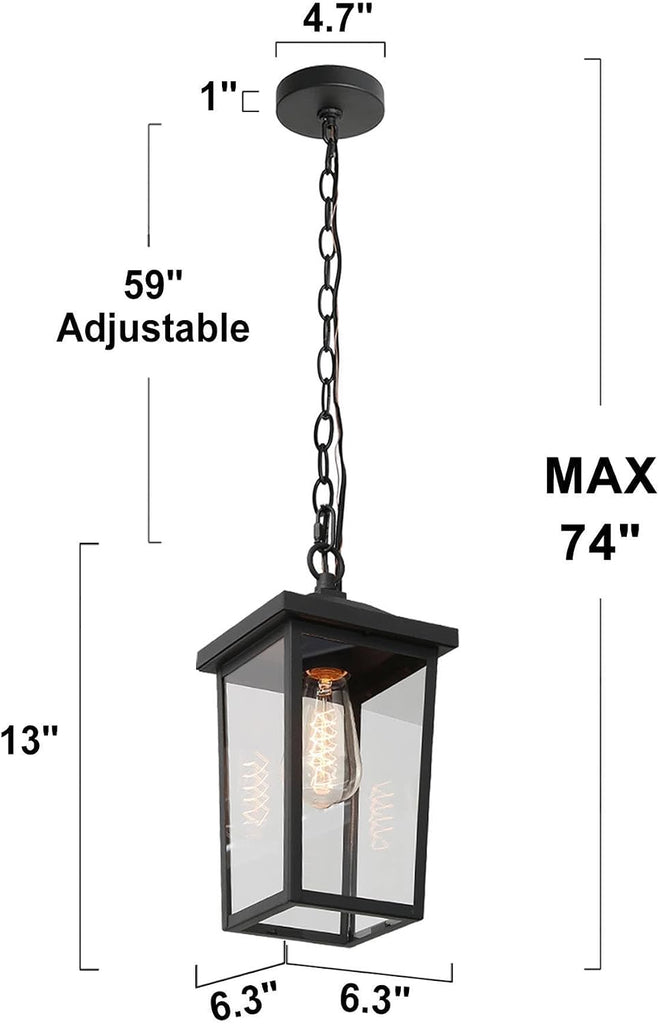 Outdoor Pendant Light Fixture, Farmhouse Exterior Anti-Rust Hanging Lights with Adjustable Chain