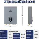 Tankless Water Heater Electric 24kW 240V, Instant On-Demand Hot Water, Smart WiFi