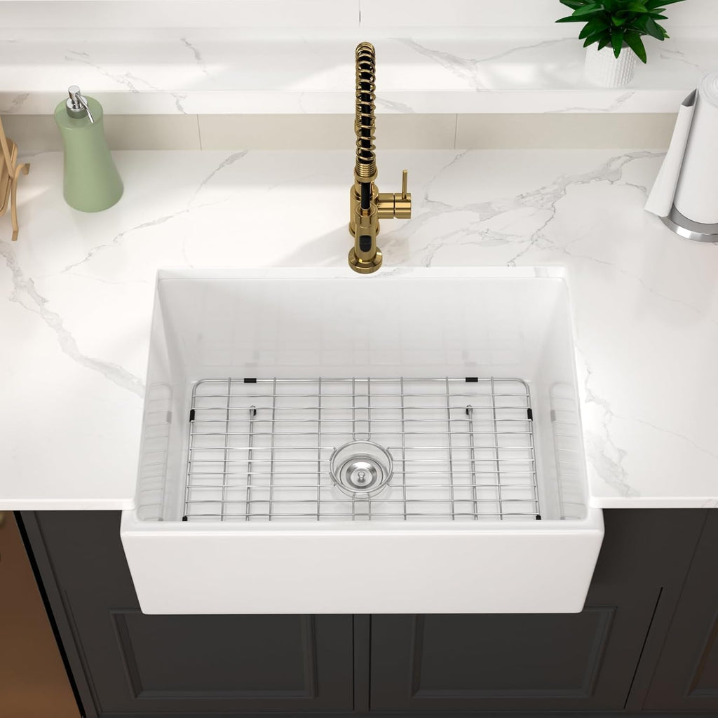 28 White Farmhouse Sink Undermount Apron Front Sinks Kitchen | 28"x20" Ceramic Porcelain Fireclay Single Bowl Farmer