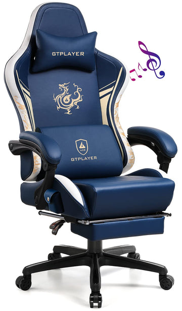 Gaming Chair with Bluetooth Speakers and Footrest, Dragon Series Video Game Chair, Heavy Duty, Ergonomic, Esports