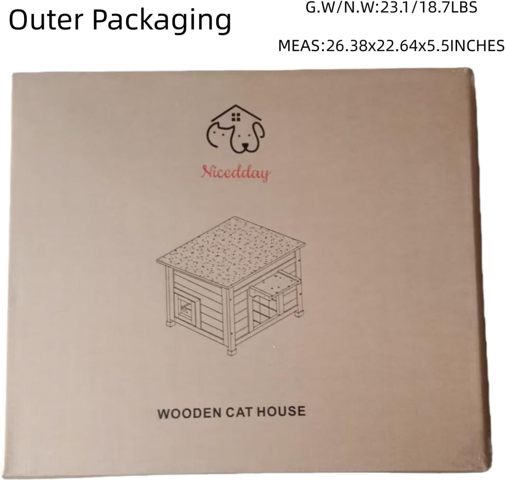 Outdoor Insulated Cat House, Weatherproof, Grey, 23.6"x20.9"x20.3"