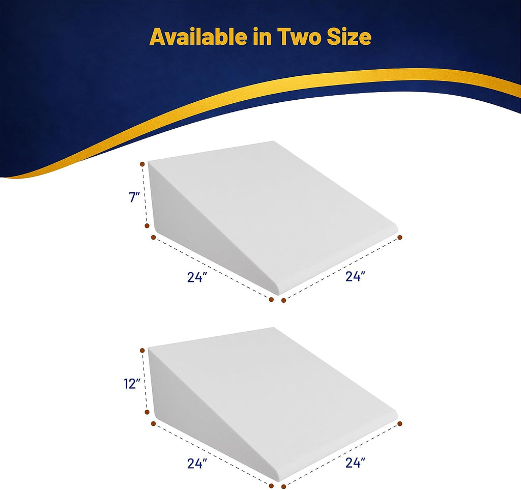 Elevated Bed Wedge Pillow for Back Support, Acid Reflux, Leg, Neck Pain, Snoring, Triangle Pilow | Incline Shape for