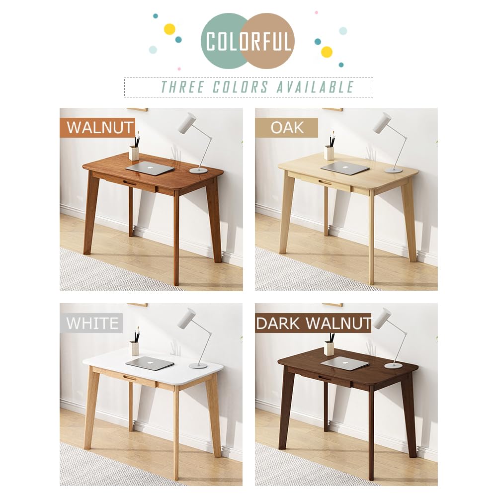 Solid Wood Writing Desk - Home Office Laptop Computer Table, Walnut