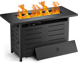 42 Inch Gas Fire Pit Table, 60,000 BTU Propane Pits for Outside with Steel Lid and Waterproof Cover, 2 in 1 Firepit Table Gatherings Parties on Patio