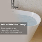 67" Oval Freestanding Soaking Bathtub with Toe-Tap Chrome Drain, Stand Alone Tub, Acrylic Soaking Tub, Ergonomic