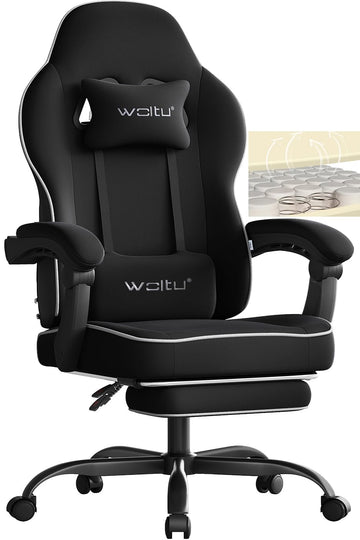Gaming Chair, Large Ergonomic Padded Office Chair with Spring Cushion, High Load Capacity, Computer Chair with High