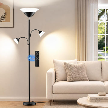 42W 3-in-1 Torchiere Floor Lamp - Dimmable Standing Lamp with Remote/Button Control, 4 Color Temperatures, Bright
