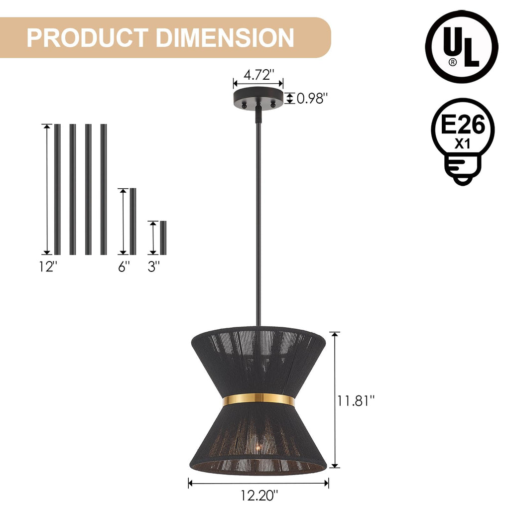 Hand Woven Boho Pendant Light Coastal Mini Modern Chandelier Adjustable Transitional Minimalist Pendant Lighting