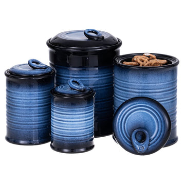 Food Storage Jar, Ceramic Canister Sets for The Kitchen, Set of 4, Blue