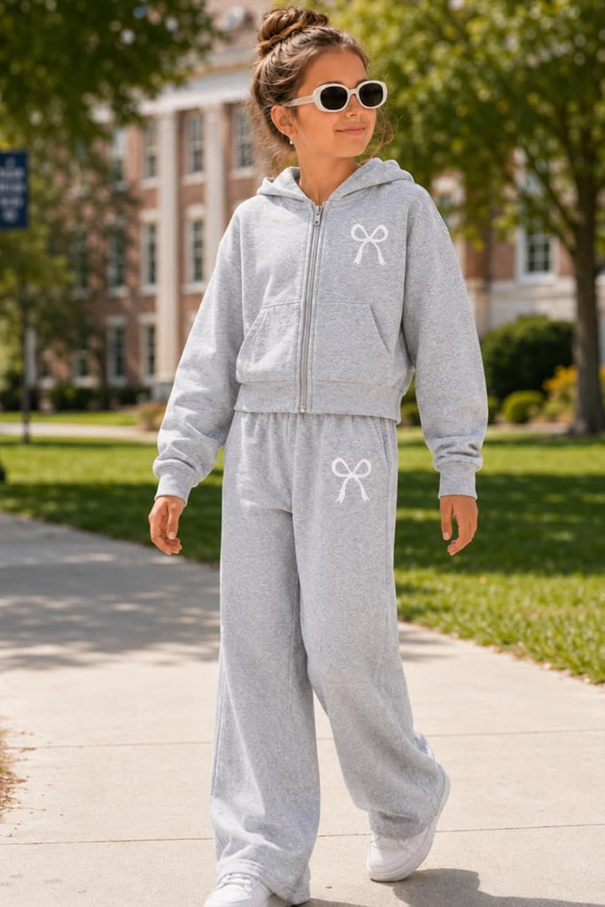 Teen Girls Clothes 2 Piece Long Sleeve Zip Hoodie Sweatshirt and Wide Leg Pants Fall Clothing Set