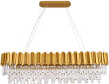 Luxury Modern Crystal Linear Chandelier Lights Pendant Ceiling Light Oval Raindrop Contemporary Chandeliers Lighting Fixture for Kitchen Island Dining Living Room Bedroom Gold W51 A107-B07NWC3BT1