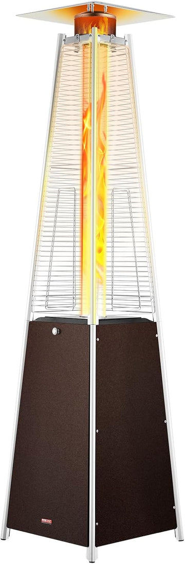 Patio Heater for Outdoor Use, 48000BTU Pyramid Propane Heater w/Wheels, Quartz Glass Tube Outdoor Patio Flame Heater